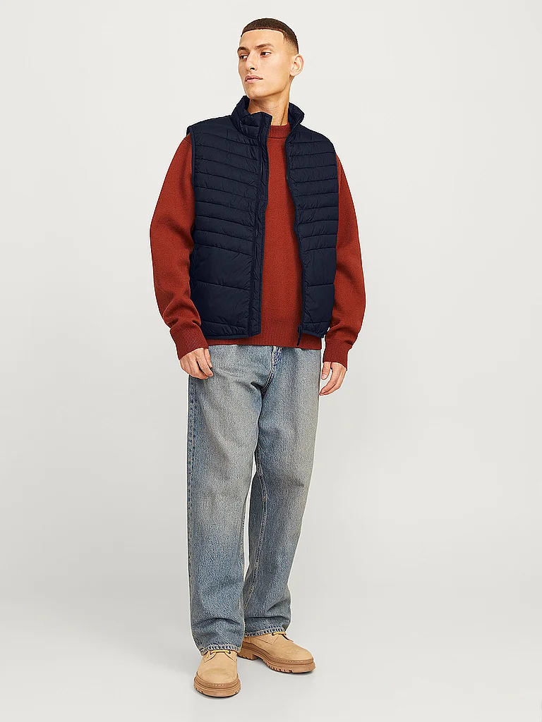 Steppweste JACK & JONES "JJESTATE Praktische Weste mit Beutel, ideal für unterwegs", Herren, Gr. M, blau (sky captain), Web, Obermaterial: 100% Polyester, unifarben, normal hüftlang, Westen Steppweste, unifarben, modisch, regular fit, Polyester 2
